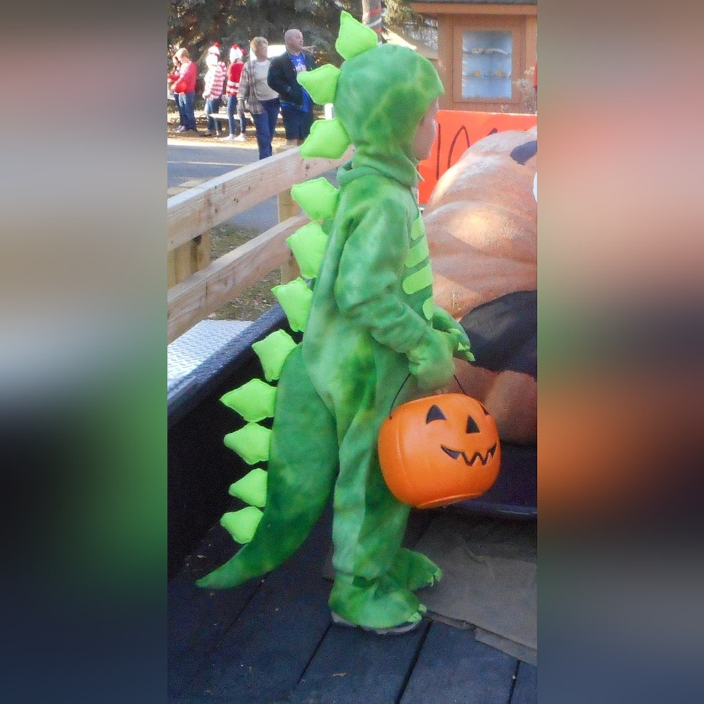 Lime Green Plush Dragon Halloween Costume with Spikes